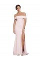 Shop Off Shoulder Long Formal Crepe Bridesmaid Dress / Prom Dress with Straight Neckline and Side Split Sydney