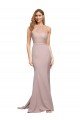 Shop Long Sweetheart Formal Crepe Bridesmaid Dress / Prom Dress with High Neck Illusion Tulle Details Sydney