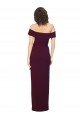 Shop Fitted Full Length Off the Shoulder Formal Crepe Bridesmaid Dress / Prom Dress with Side Split and Waist Tie Sydney