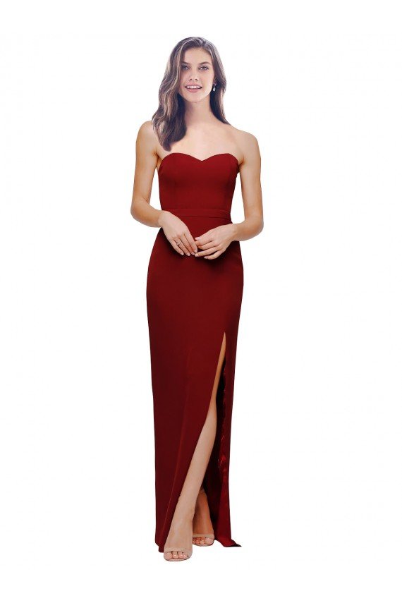 Shop Straight Pencil Skirt Long Sweetheart Formal Crepe Bridesmaid Dress / Prom Dress with High Side Split Sydney
