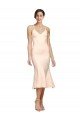 Shop Midi Cocktail Length V-Neckline Crepe Bridesmaid Dress / Prom Dress with Thin Straps and Fulted Skirt Sydney