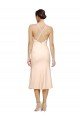 Shop Midi Cocktail Length V-Neckline Crepe Bridesmaid Dress / Prom Dress with Thin Straps and Fulted Skirt Sydney
