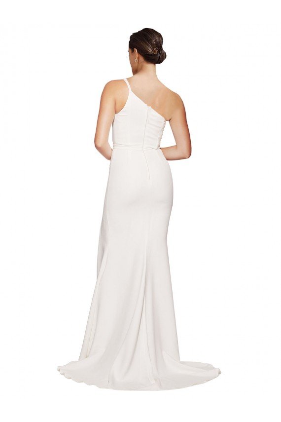 Shop Long Sweep Train Crepe Bridesmaid Dress / Prom Dress with Side Split and One Strap Sydney