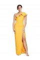 Shop One Shoulder Floor Length Formal Crepe Bridesmaid Dress / Prom Dress with Thigh High Split Sydney