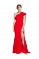 Shop One Shoulder Long Sweep Train Crepe Bridesmaid Dress / Prom Dress with Thigh High Split Sydney