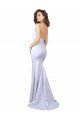 Simple Mermaid V-Neck Long Crepe Beach Wedding Dress with Right Slit Sydney