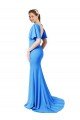 Shop Short Sleeves Long V-Neck Crepe Bridesmaid Dress / Prom Dress with V-Back Sydney
