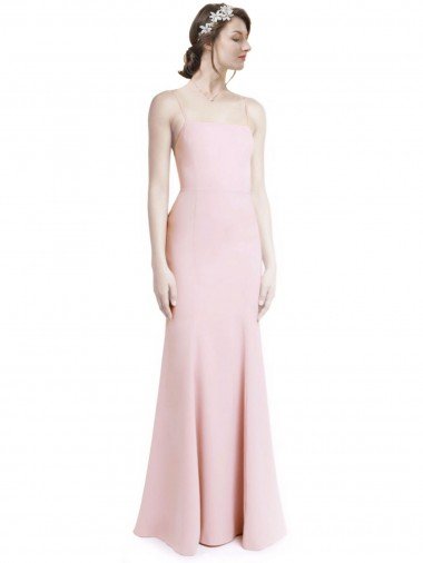 Shop Square Neck Criss Cross Open Back Slim Crepe Bridesmaid Dress / Prom Dress with Spaghetti Straps Sydney