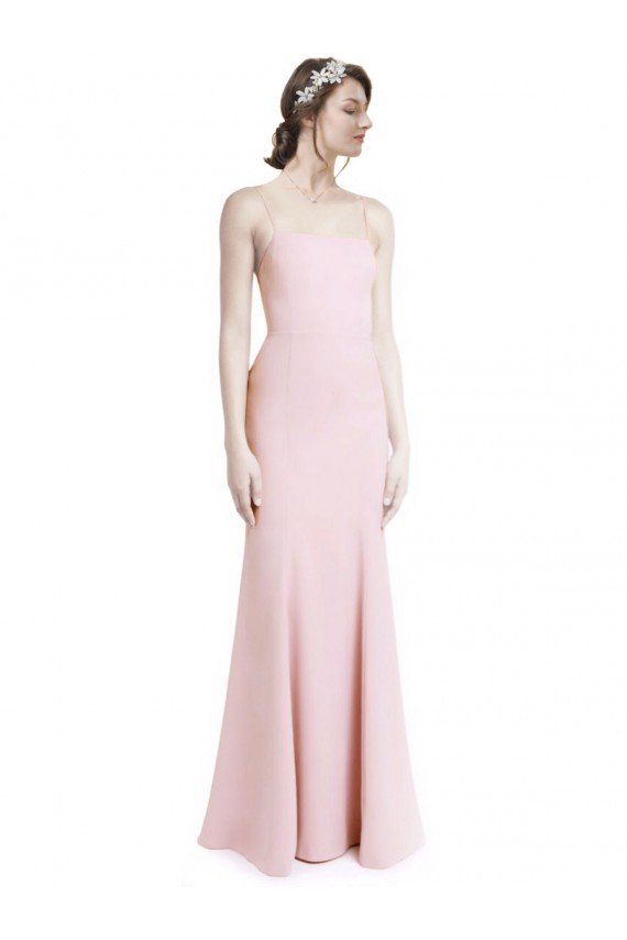 Shop Square Neck Criss Cross Open Back Slim Crepe Bridesmaid Dress / Prom Dress with Spaghetti Straps Sydney