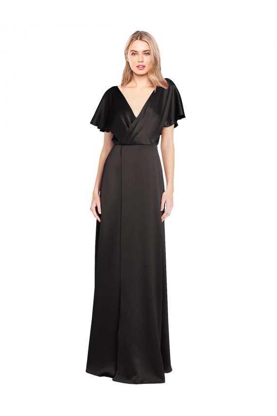 Shop Cap Sleeves Open Back Long Formal Stretch Satin Bridesmaid Dress / Prom Dress Sydney