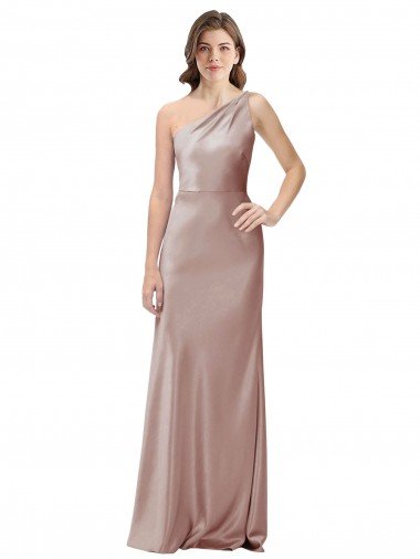 Shop One Shoulder Black-Tie Floor Length Long Formal Stretch Satin Bridesmaid Dress / Prom Dress Sydney
