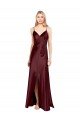 Shop Sleek Spaghetti Straps V-Neck Formal Stretch Satin Bridesmaid Dress / Prom Dress with Center Front Slit Sydney