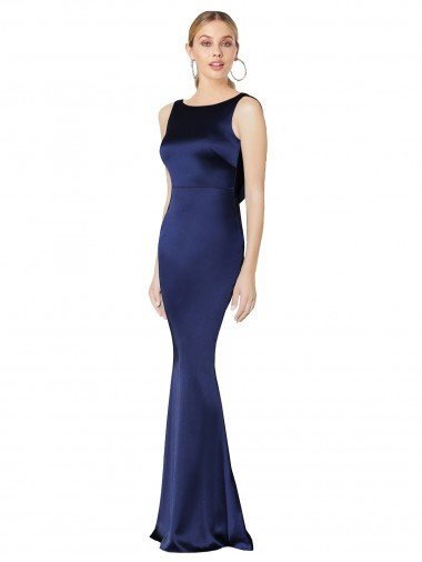 Shop Sheath High Neck Formal Stretch Satin Bridesmaid Dress / Prom Dress Low Back Sydney
