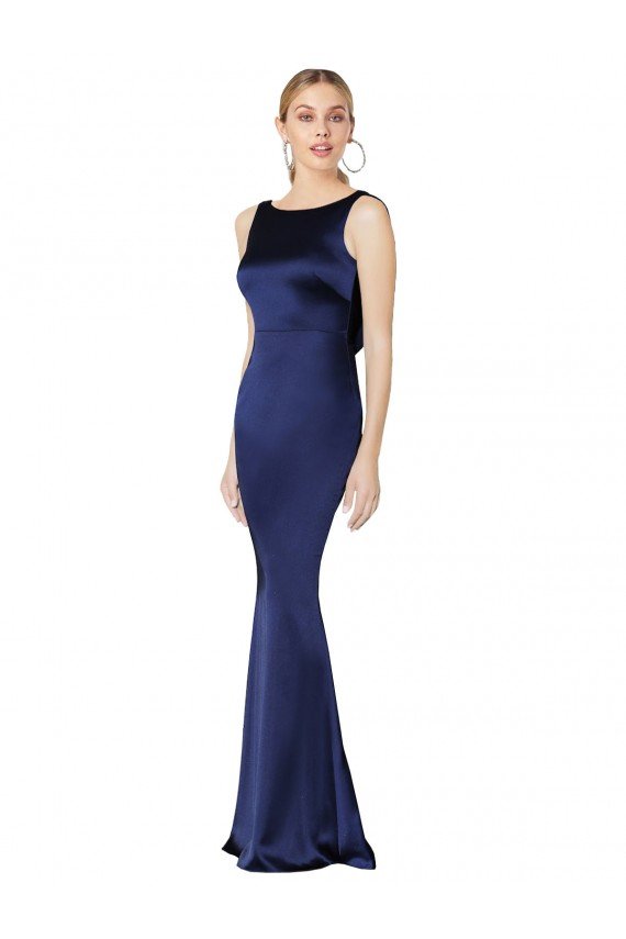Shop Sheath High Neck Formal Stretch Satin Bridesmaid Dress / Prom Dress Low Back Sydney