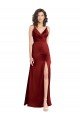 Shop Faux Surplice Neckline Long Slim A-Line Formal Stretch Satin Bridesmaid Dress / Prom Dress Sydney