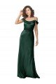 Shop Off the Shoulder Sleeves Long Formal Stretch Satin Bridesmaid Dress / Prom Dress with Pleated Draped Neckline Sydney