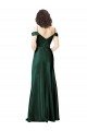 Shop Off the Shoulder Sleeves Long Formal Stretch Satin Bridesmaid Dress / Prom Dress with Pleated Draped Neckline Sydney