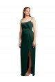 Shop Sleek Straight Neckline Long Wrap Formal Stretch Satin Bridesmaid Dress / Prom Dress with Angled Pleats Sydney