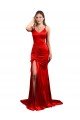 Shop Long Pleated Formal Stretch Satin Bridesmaid Dress / Prom Dress with High Slit Sydney