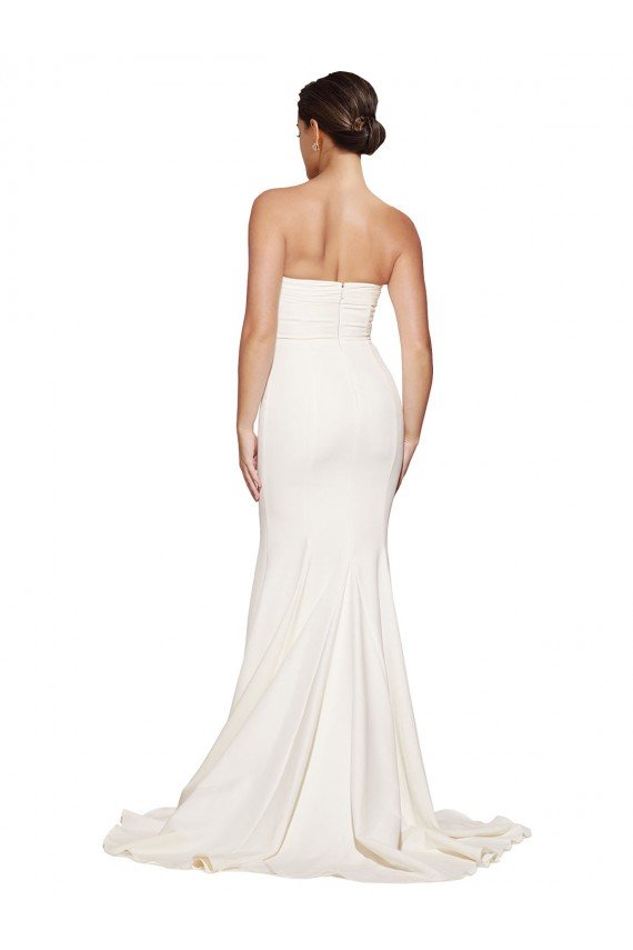 Shop Strapless Cowl Neck Sweep Train Formal Stretch Satin Bridesmaid Dress / Prom Dress Sydney
