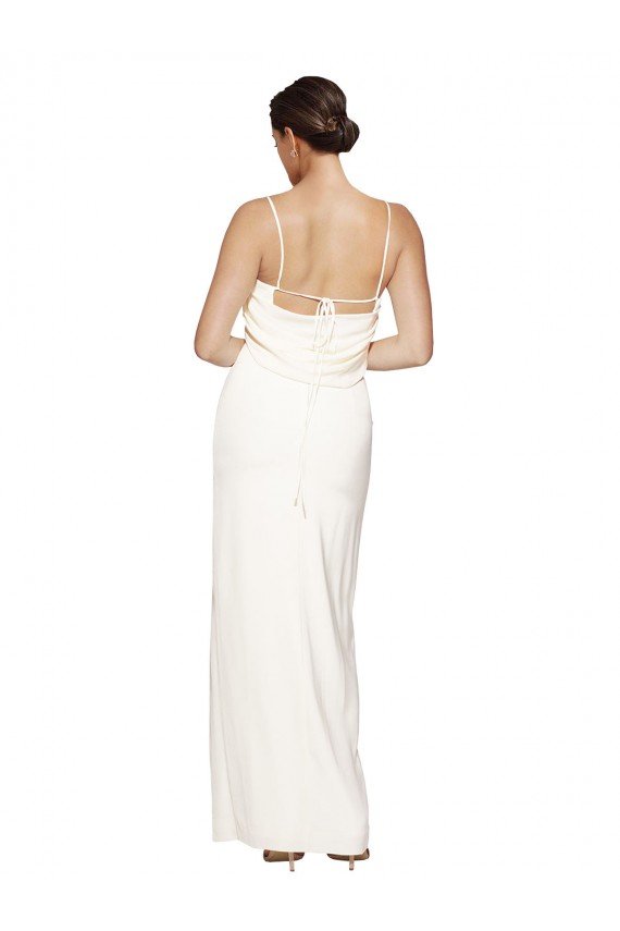 Shop High Neck Formal Stretch Satin Bridesmaid Dress / Prom Dress with Low Back and Side Slit Sydney