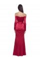 Shop Long Sleeves Off the Shoulder Formal Stretch Satin Bridesmaid Dress / Prom Dress with High Side Split Sydney