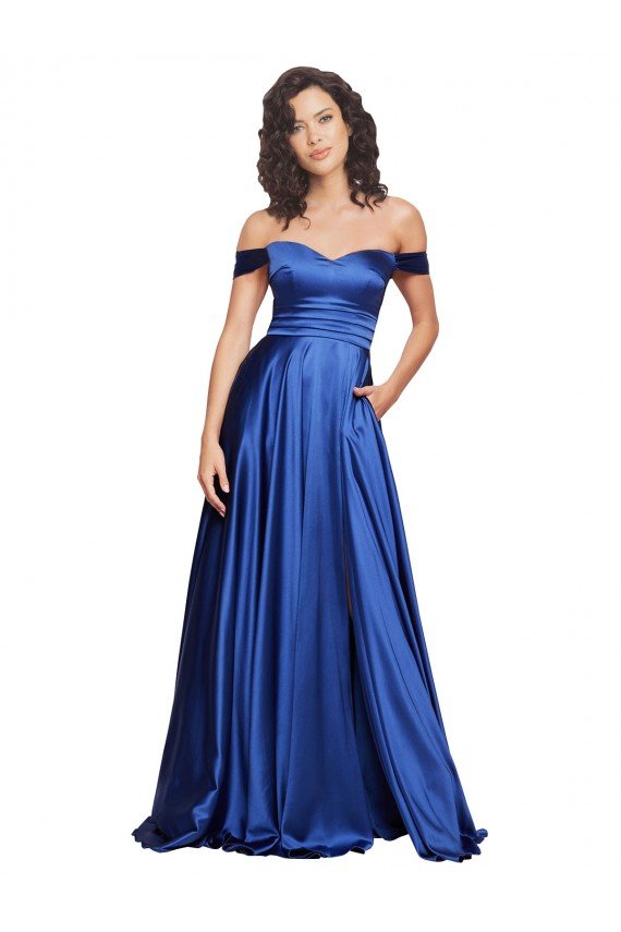 Shop Ball Gown Off the Shoulder Sweetheart Formal Stretch Satin Bridesmaid Dress / Prom Dress Sydney