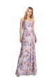 Shop Draped Cowl Neck Long Printed Formal Stretch Satin Bridesmaid Dress Sydney