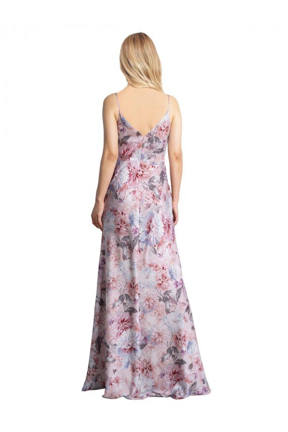 Shop Draped Cowl Neck Long Printed Formal Stretch Satin Bridesmaid Dress Sydney