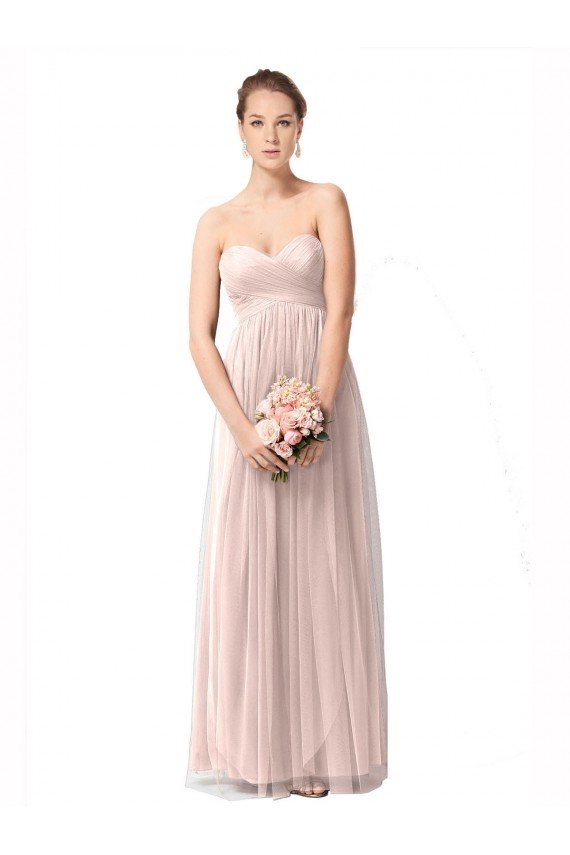 Long Sweetheart Tulle Bridesmaid Dress with Shirred Criss Cross Bodice Sydney