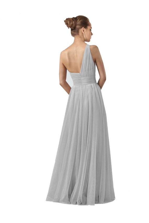 Shop Floor Length Tulle Bridesmaid Dress with Shirred One Shoulder Bodice Sydney
