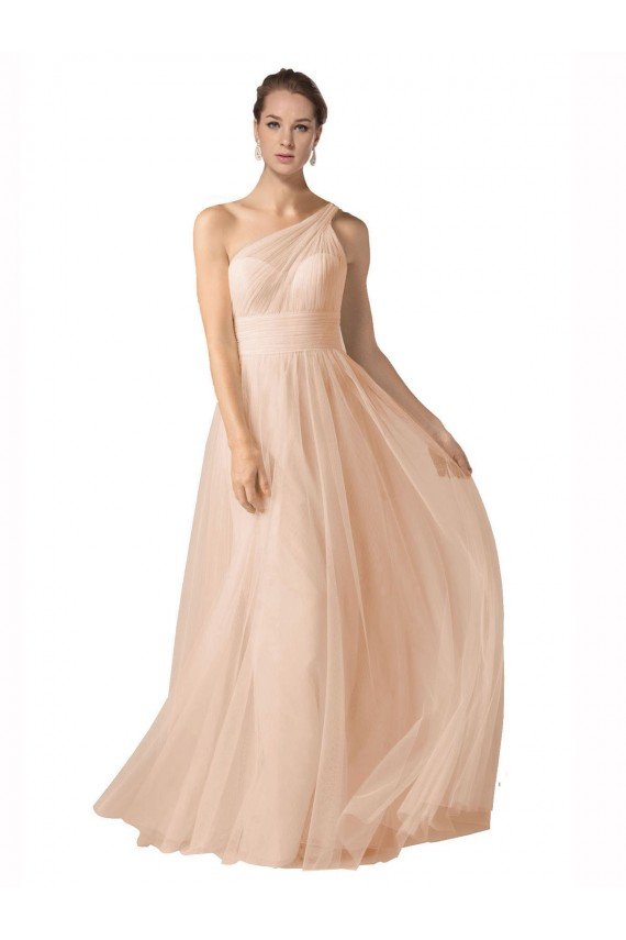 Illusion One Shoulder Tulle Bridesmaid Dress with Shirred Bodice Sydney