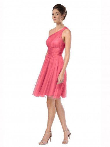 Shop One Shoulder Short Knee Length Tulle Bridesmaid Dress Sydney