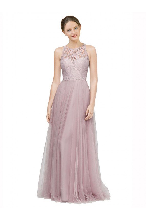 Shop High Neck Long Tulle Bridesmaid Dress with Lace Bodice Sydney