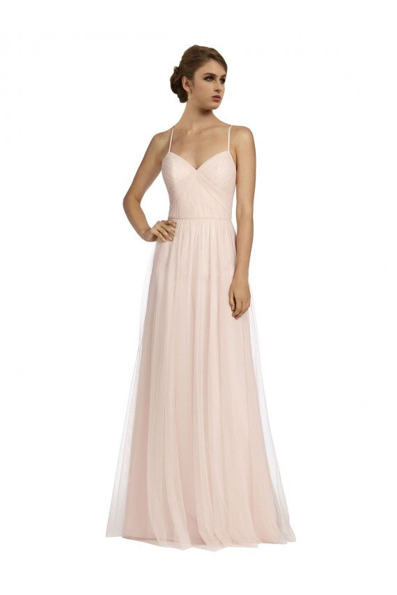 Shop Long Draped Back A-Line Tulle Bridesmaid Dress with Pleated Bodice Sydney