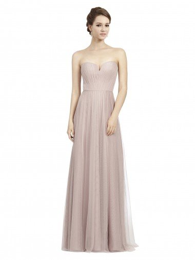 Shop Long Strapless Tulle Bridesmaid Dress with Pleated Bodice Sydney