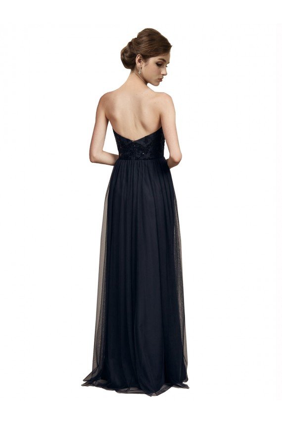 Shop Strapless Sequined Lace Long Bridesmaid Dress with Pleats Sydney