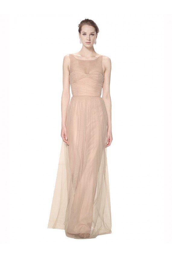 Shop Long Tulle Bridesmaid Dress with Illusion Neck Sydney