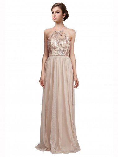 Sweetheart Tulle Bridesmaid Dress with High Neck Illusion Bodice Sydney