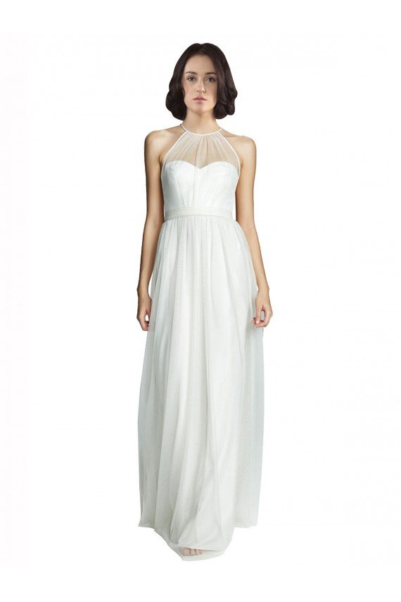 Shop High Neckline Long Tulle Bridesmaid Dress with Illusion Front Sydney