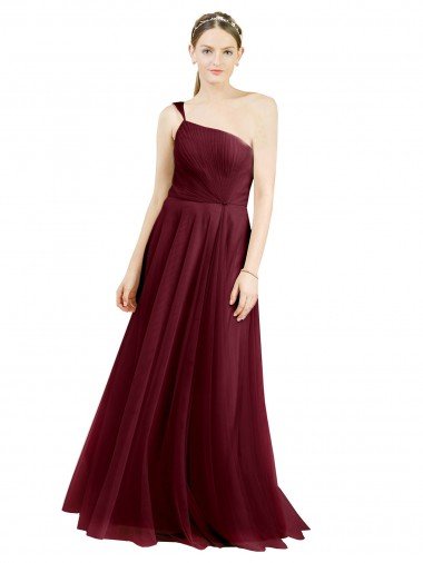 One Shoulder Floor Length Long Tulle Bridesmaid Dress Sydney