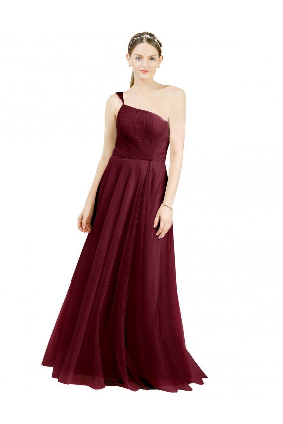 One Shoulder Floor Length Long Tulle Bridesmaid Dress Sydney