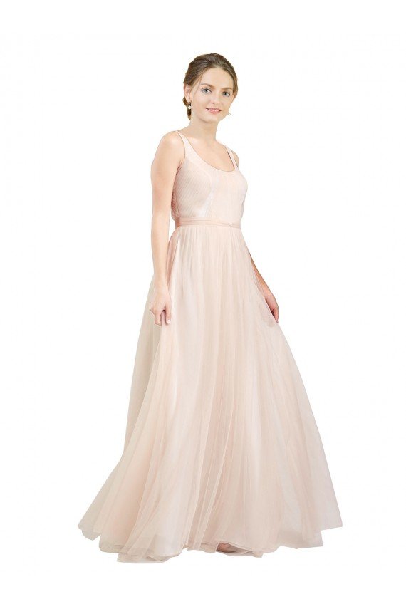 Scooped Neckline Long Tulle Bridesmaid Dress with Open Back Sydney