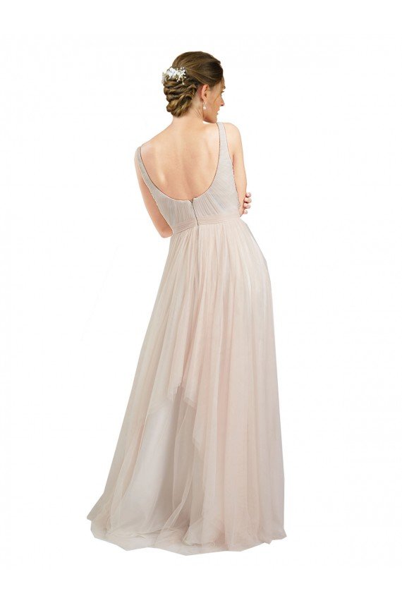 Scooped Neckline Long Tulle Bridesmaid Dress with Open Back Sydney