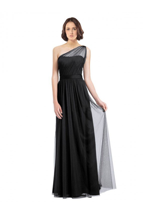 Shop Ruched Long Soft Tulle Bridesmaid Dress with Sheer Netting Shoulder Strap Sydney