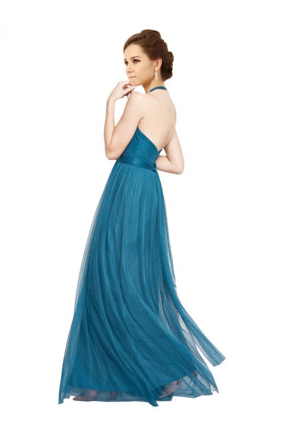 Shop High Neck Halter Pleated A-Line Tulle Bridesmaid Dress Sydney