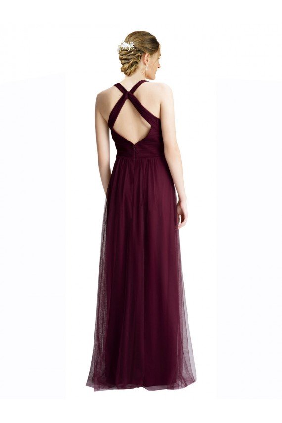 Shop Long Tulle Bridesmaid Dress with Criss-Cross Bodice and Self Straps Sydney