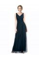 Shop Full Length Long Tulle Bridesmaid Dress with V-Neck Criss-Cross Ruched Top Sydney