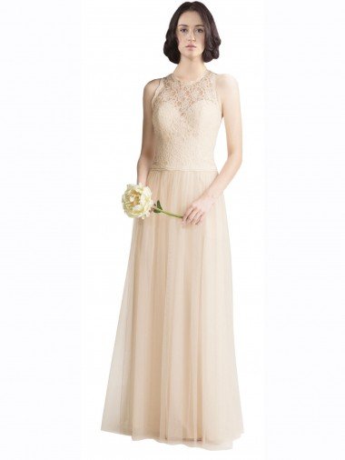 Shop Full Length Tulle Bridesmaid Dress with Corded Lace Over Sweetheart Neckline Sydney