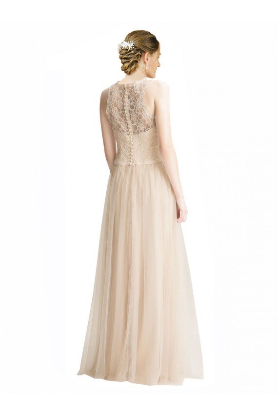 Shop Full Length Tulle Bridesmaid Dress with Corded Lace Over Sweetheart Neckline Sydney